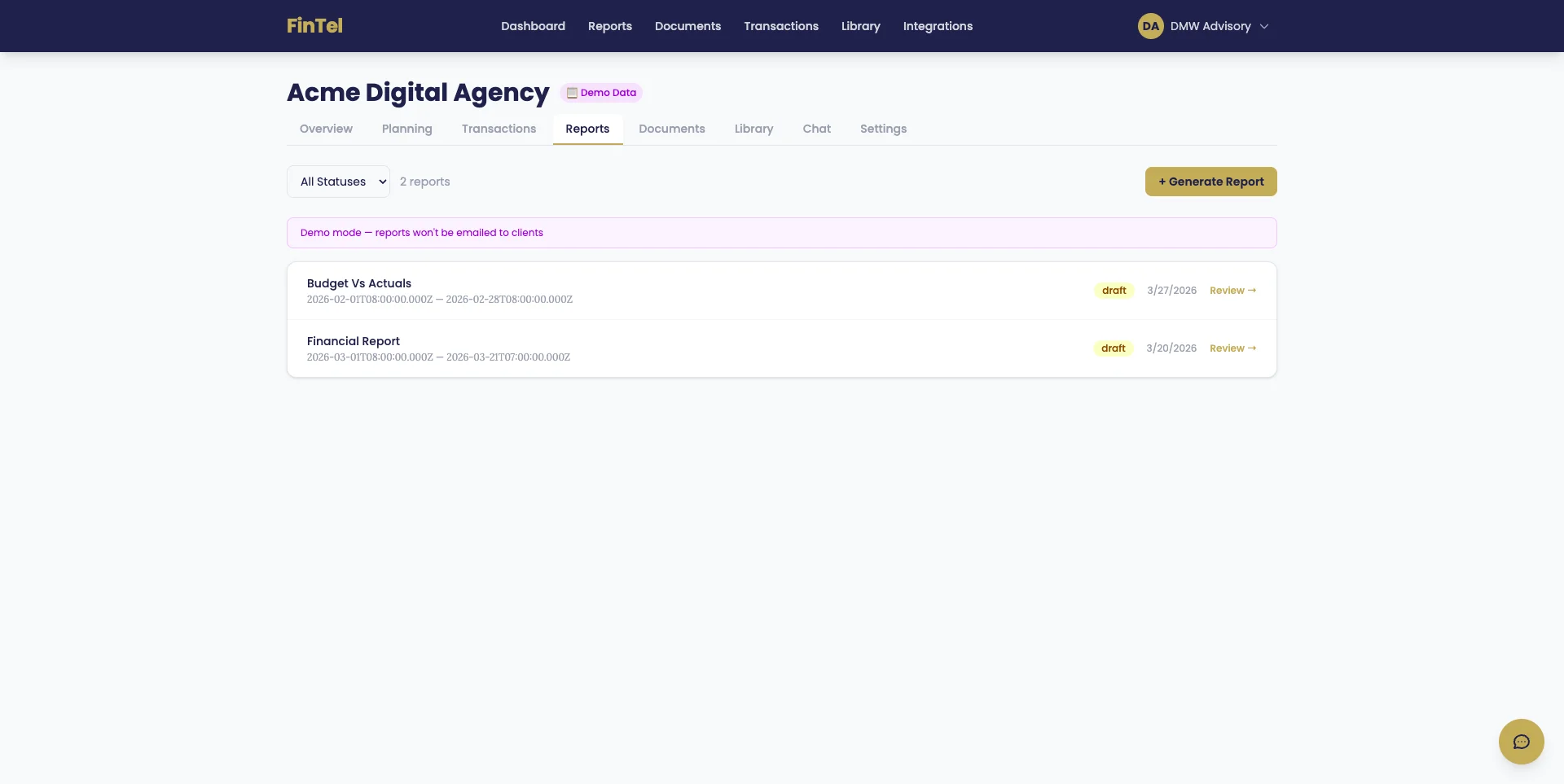 Branded report generation